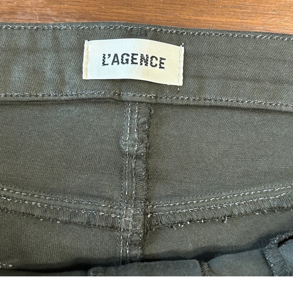 L'AGENCE Green Coated Denim Jyothi‎ jeans, high rise split ankle, REVOLVE, 32 - Picture 7 of 10